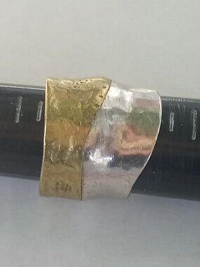 Silpada Sterling Silver & Brass Rain Or Shine Wide Band Cuff Ring R3134